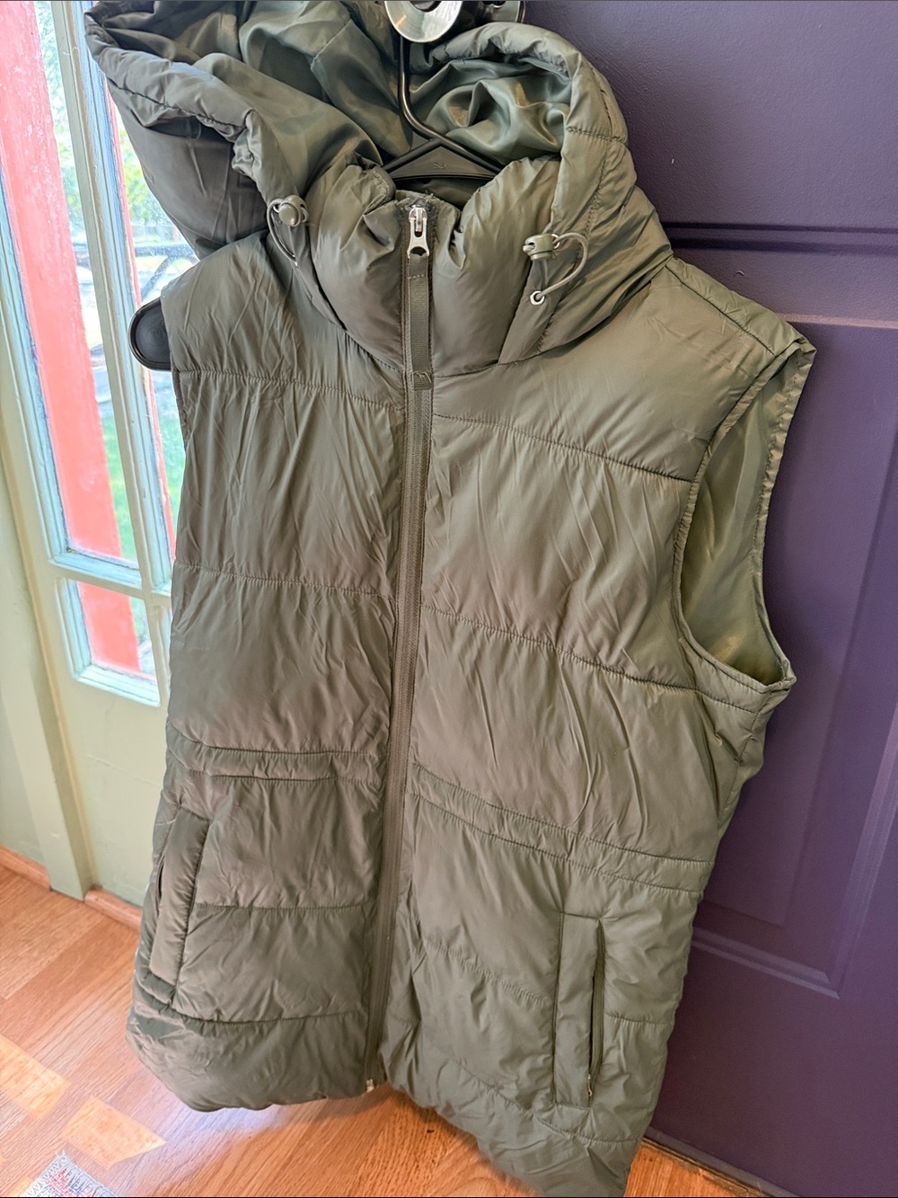 Ozark Trail Olive Green Puffer Vest with Hood